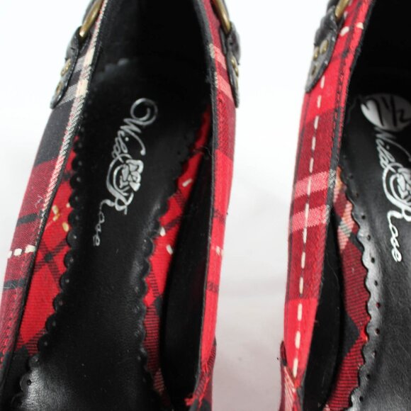 Vintage Y2K Pointed Toe High Heels Red Tartan Plaid Size 7 1/2 Punk & Emo Goth - Picture 8 of 15